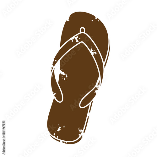 Drawing Vintage grunge  texture Brown flip flop sandal isolated on white background