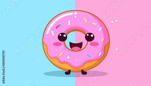 Cute cartoon donut character with cheerful smile