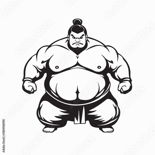 Professional Sumo Wrestler Logo Vector Isolated on White Background