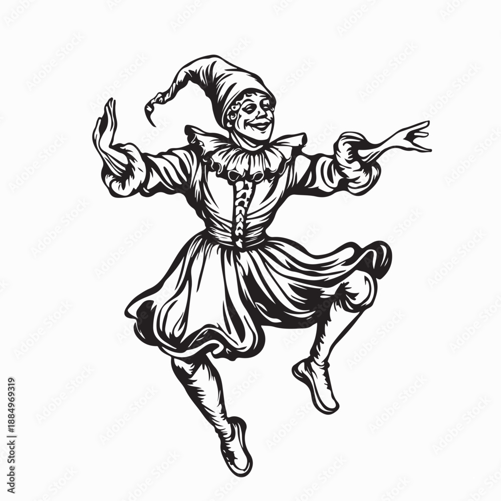 custom made wallpaper toronto digitalDancing medieval jester image vector isolated on white background