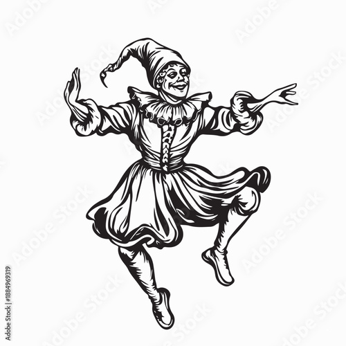 Wallpaper Mural Dancing medieval jester image vector isolated on white background Torontodigital.ca