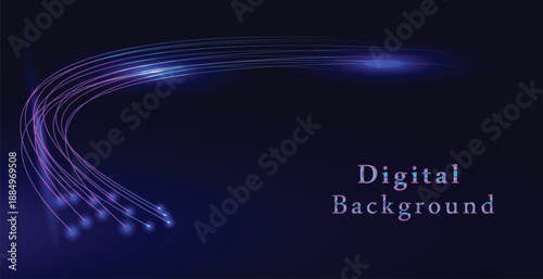 fiber optic cable Abstract blue light trails on dark background
