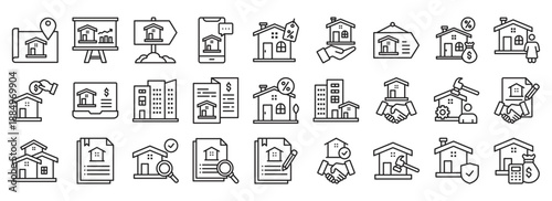 Real Estate icon collection. Containing design investment, business, mortgage, home, finance, estate, property	