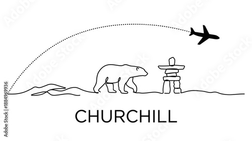 Churchill Manitoba polar bear and arctic travel vector illustration
