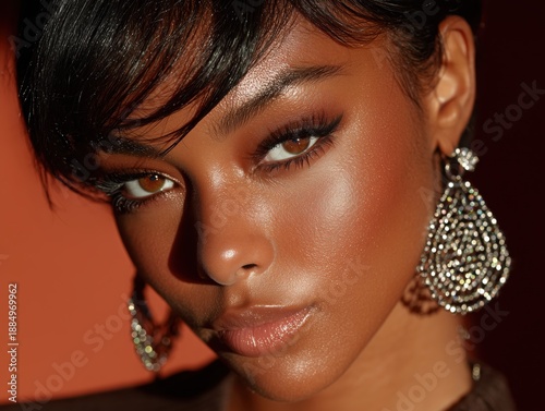 Closeup Portrait Elegant Woman Jewelry Focus on Beauty and Glamour