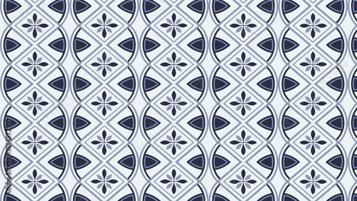 Geometric Blue Diamond Lattice Grid Seamless Pattern Vector Background for Textile and Decor