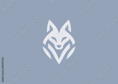 Abstract symmetrical wolf logo for strength, leadership, or bold brand identity.