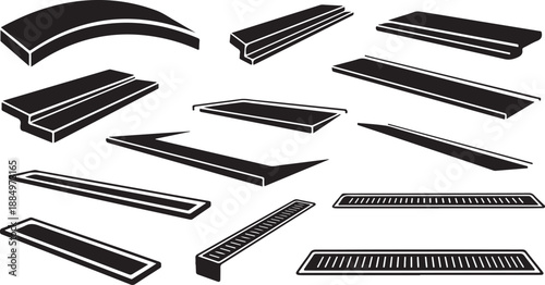 Collection of various black and white architectural molding designs