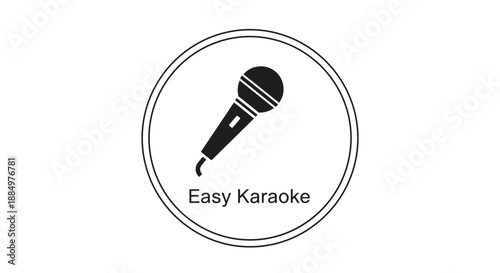 Black Microphone Icon in Circle Logo.