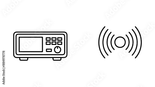 Signal generator and wireless transmission icon isolated on white background, Vector, illustration