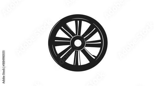 Black Iron Wagon Wheel with Spokes.