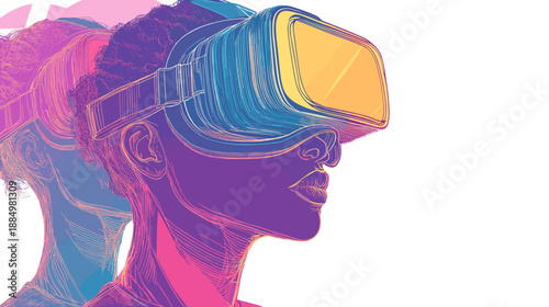 Woman Wearing Virtual Reality Headset Closeup.