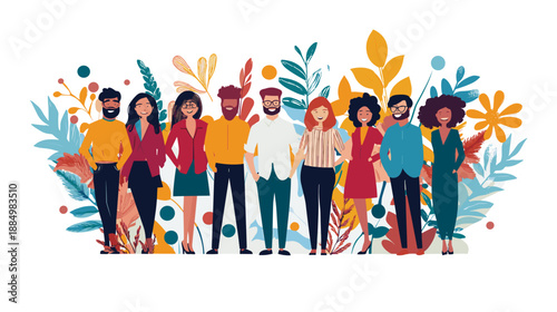 Diverse Group of People Standing Together.