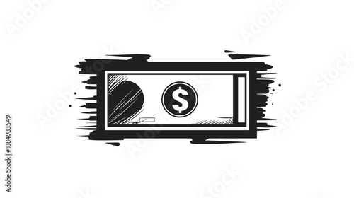 Dollar Bill with Coin and Dollar Sign.