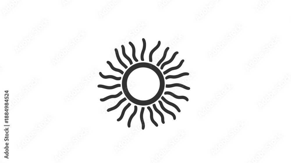 Fototapeta premium Simple Black Sun Icon with Rays.