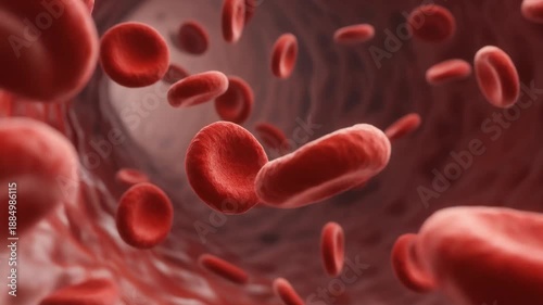 Red blood cells flowing smoothly through blood vessels