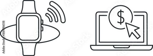 Online transaction made through smartwatch and laptop