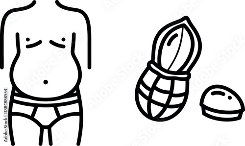Man with belly pain and pineapple illustration
