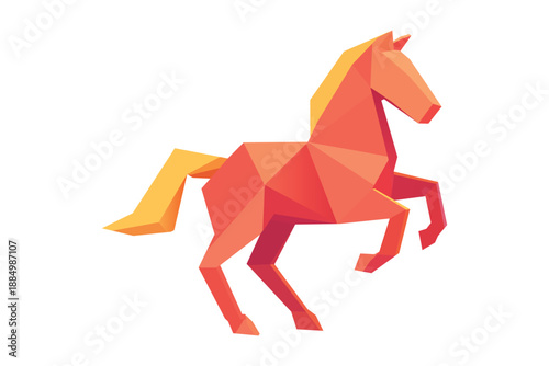 chinese origami polygon horse illustration