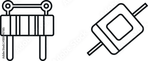 Fuse and diode electronic component illustration