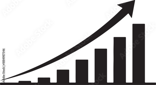 Colorful upward trending graph illustrating growth success and positive business development