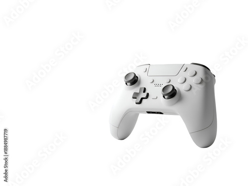 White Wireless Gaming Controller on Black Background On White Background, Isolated on Transparent Background 