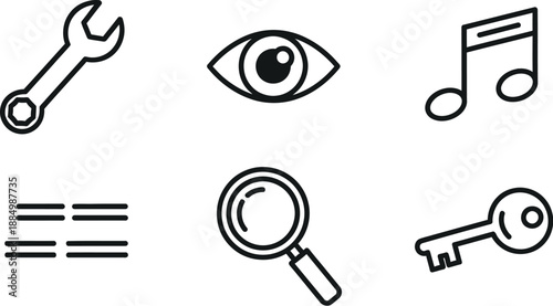 Set of simple line icons for web design and development