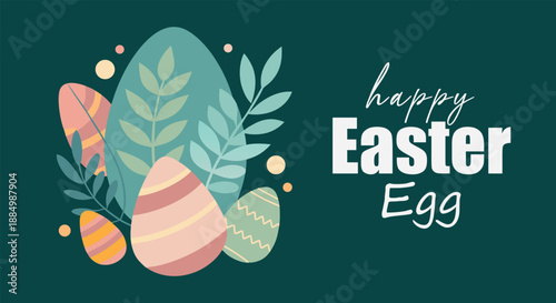 Happy easter egg illustration with festive decorations