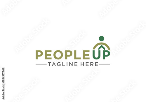 Human growth vector logo design template, people up logo design. Business growth and human resource growth logo