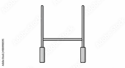 Simple line drawing of a minimalist H frame or goalpost structure with rectangular weights