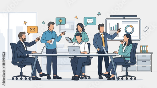 Business Professionals Discussing Around Conference Table.