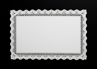 Elegant White Lace Doily On Black Background