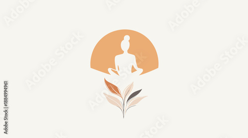 Illustration of a Meditating Person with Leaves.