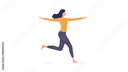 Woman Running with Arms Outstretched Freely.