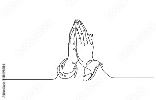 Hand upward raised praying drawing one continuous.