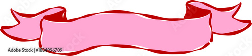 Whimsical Pink Ribbon Banner Playful Hand Drawn 