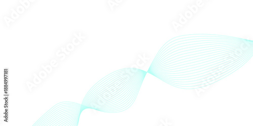 3d rendered illustration of a blue dna strand flowing through a digital wave pattern with light gradient lines and technology curves for a business wallpaper background