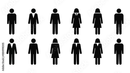 Set of diverse human figures isolated on white background, Vector