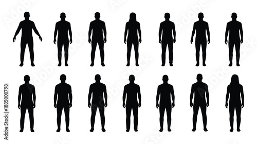 Collection of silhouette figures isolated on white background, Vector