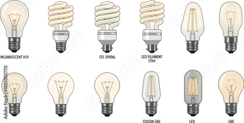 Variety of light bulbs for different lighting needs and applications