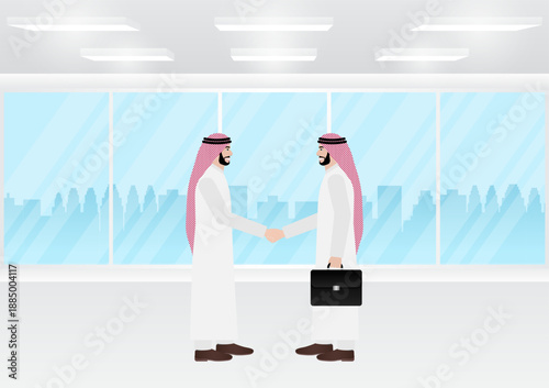 Arab Businessman Shaking Hand. Vector Illustration.