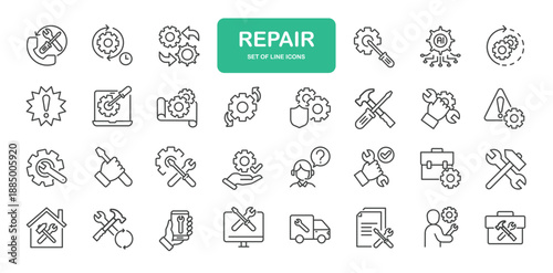 Repair Icons. Thin Line Symbol Elements Collection.