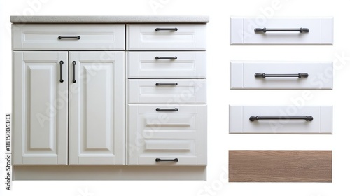 Stylish kitchen cabinet with versatile drawers.
