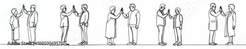 line art of a old couple doing a high five
