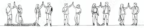 line art of a couple doing a high five