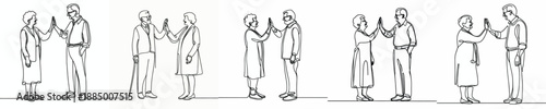 line art of a old couple doing a high five