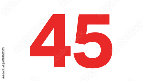 Red Number 45 On White Background