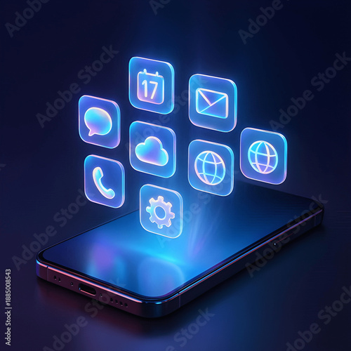 mobile phone with icons