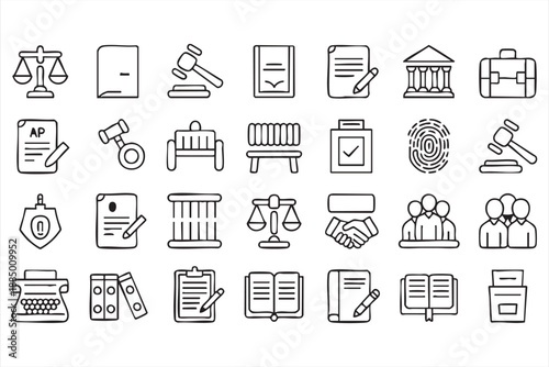 Legal Service Line Icons for Courts, Attorneys, and Case Management