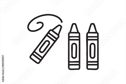Drawing Crayon Icons for Education, Creativity, and Art Classes